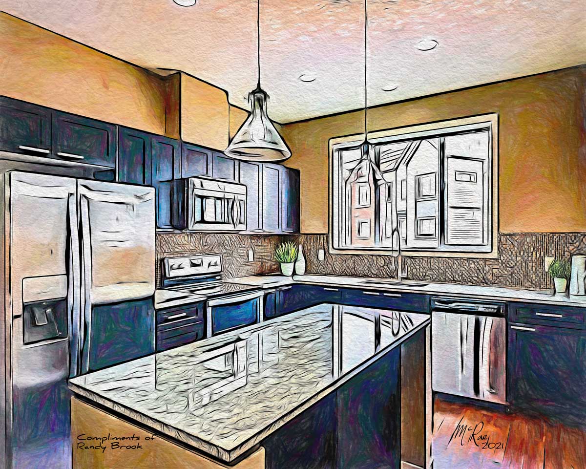 A painting of the interior of your client's condo.