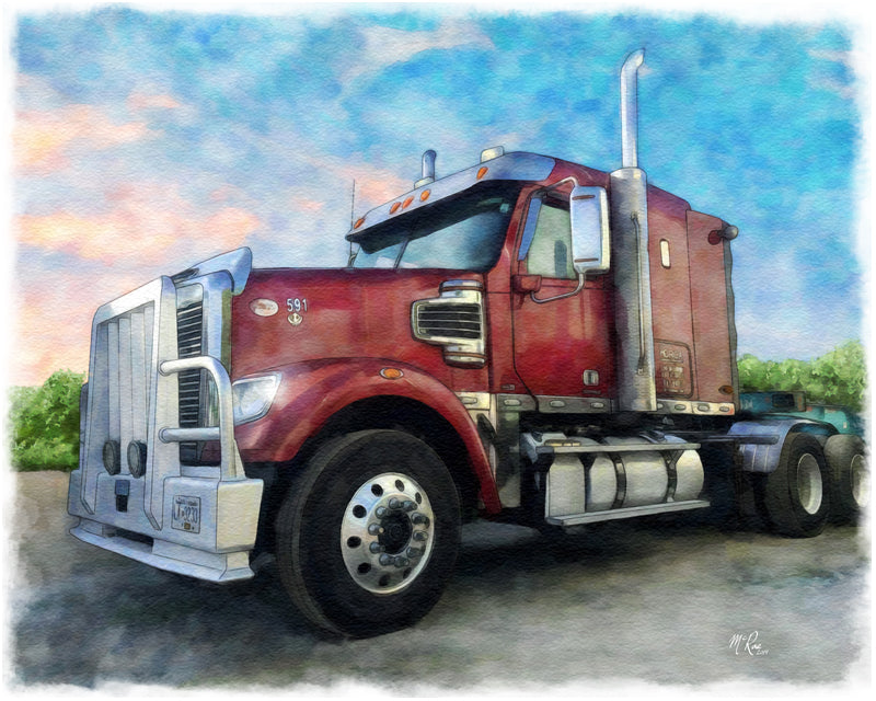 A painting of a rig.