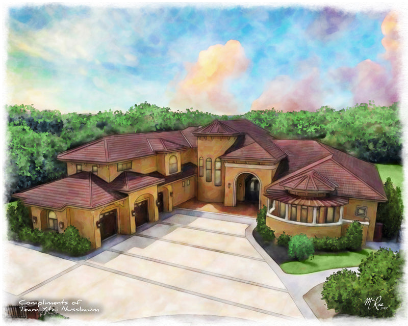 A painting of the aerial view of your clients home.