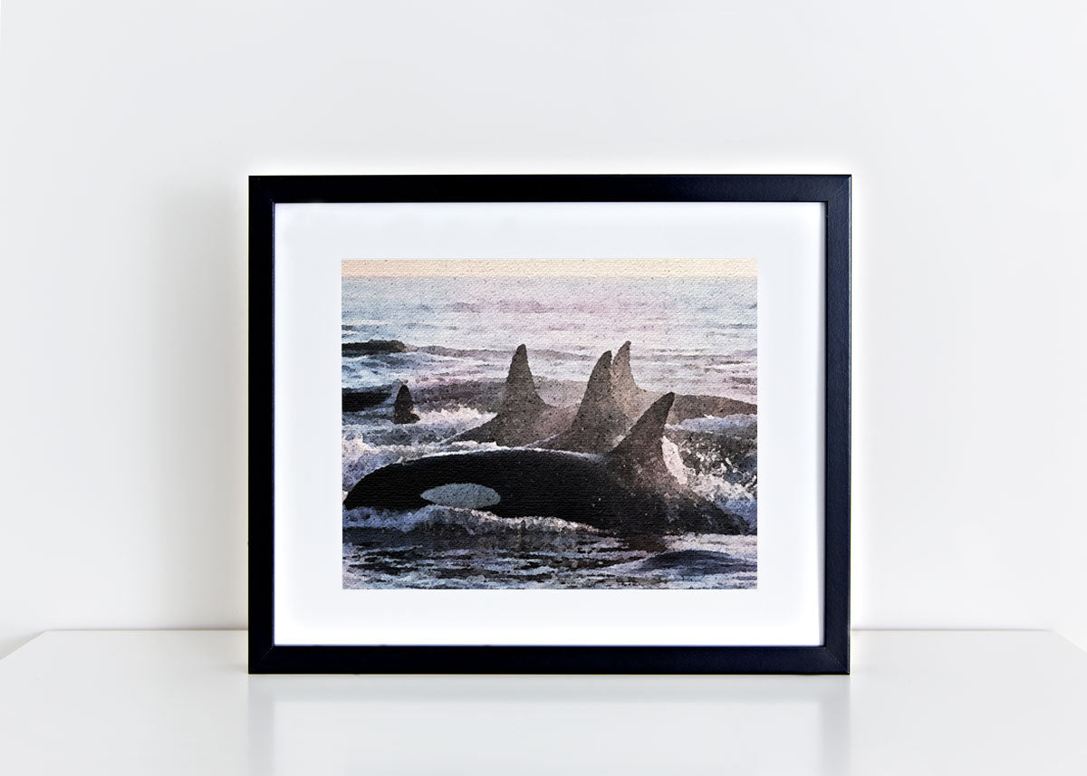 Painting of orcas